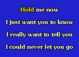 Hold me now
I just want you to know
I really want to tell you

I could never let you go