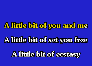 A little bit of you and me
A little bit of set you free

A little bit of ecstasy