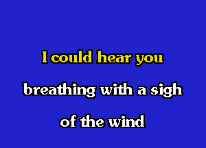 I could hear you

breathing with a sigh

of the wind