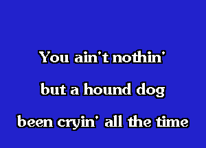 You ain't nothin'
but a hound dog

been cryin' all the time