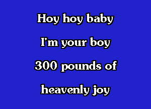 Hoy hoy baby
I'm your boy

300 pounds of

heavenly joy