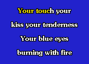 Your touch your
kiss your tenderness
Your blue eyes

burning with fire