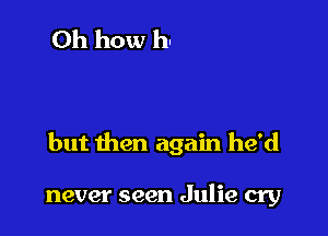 but then again he'd

never seen Julie cry