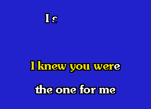 l lmew you were

the one for me