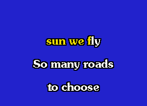 sun we fly

So many roads

to choose
