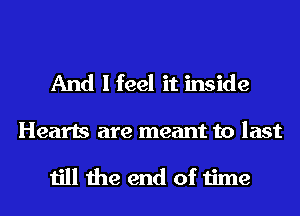 And I feel it inside

Hearts are meant to last

till the end of time