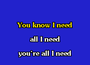 You know I need
all I need

you're all I need