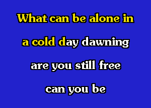 What can be alone in

a cold day dawning

are you still free

can you be