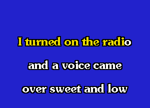 I tumed on the radio
and a voice came

over sweet and low