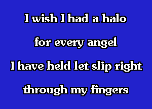 I wish I had a halo

for every angel
I have held let slip right

through my fingers