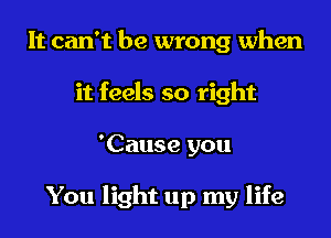 It can't be wrong when
it feels so right
'Cause you

You light up my life