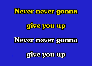 Never never gonna

give you up

Never never gonna

give you up