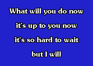 What will you do now

it's up to you now

it's so hard to wait

but I will