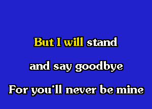 But I will stand

and say goodbye

For you'll never be mine