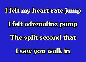 I felt my heart rate jump
I felt adrenaline pump
The split second that

I saw you walk in