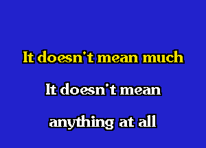 It doesn't mean much

It doesn't mean

anything at all