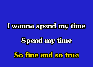 I wanna spend my time
Spend my time

So fine and so true