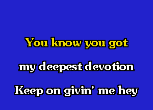 You lmow you got

my deepest devotion

Keep on givin' me hey