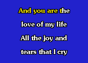 And you are the
love of my life

All the joy and

tears that I cry