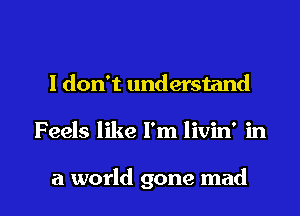 I don't understand

F eels like I'm livin' in

a world gone mad I