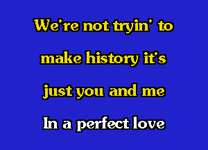 We're not tryin' to

make history it's

just you and me

In a perfect love
