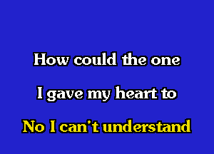 How could the one

lgave my heart to

No I can't understand