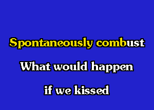 Spontaneously combust
What would happen

if we kissed