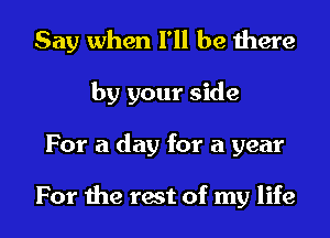 Say when I'll be there
by your side
For a day for a year

For the rest of my life