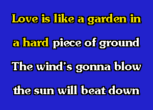 Love is like a garden in
a hard piece of ground
The Wind's gonna blow

the sun will beat down