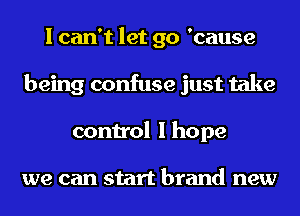 I can't let go 'cause
being confuse just take
control I hope

we can start brand new