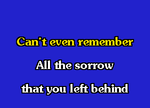 Can't even remember

All the sorrow

that you left behind