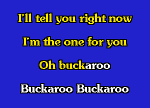 I'll tell you right now

Fm the one for you
Oh buckaroo

Buckaroo Buckaroo