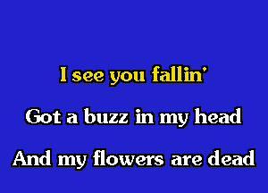 I see you fallin'
Got a buzz in my head

And my flowers are dead