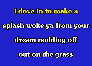 I dove in to make a
splash woke ya from your
dream nodding off

out on the grass