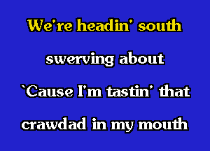 We're headin' south

swerving about
Cause I'm tastin' that

crawdad in my mouth