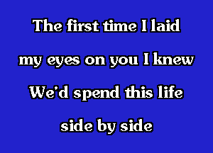 The first time I laid

my eyes on you I knew
We'd spend this life

side by side