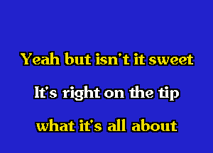 Yeah but isn't it sweet

It's right on the tip

what it's all about I