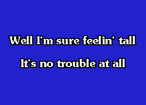 Well I'm sure feelin' tall

It's no trouble at all