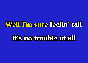 Well I'm sure feelin' tall

It's no trouble at all