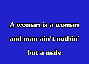 A woman is a woman
and man ain't nothin'

but a male