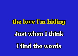 the love I'm hiding

Just when I think
I find the words