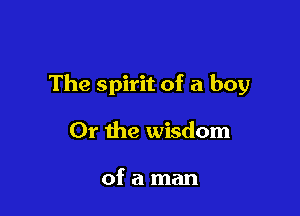 The spirit of a boy

Or the wisdom

ofaman