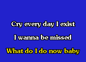 Cry every day I exist

I wanna be missed

What do 1 do now baby