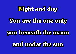 Night and day
You are the one only
you beneath the moon

and under the sun