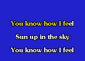 You know how I feel

Sun up in the sky

You know how I feel