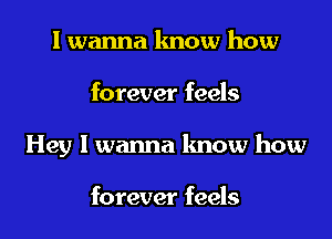 I wanna lmow how

forever feels

Hey I wanna know how

forever feels