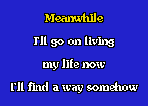 Meanwhile
I'll go on living

my life now

I'll find a way somehow