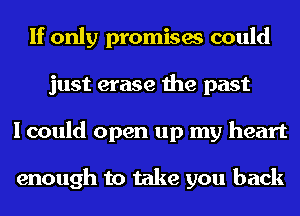 If only promises could
just erase the past
I could open up my heart

enough to take you back