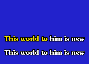 This world to him is new

This world to him is new
