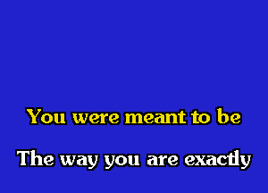 You were meant to be

The way you are exactiy